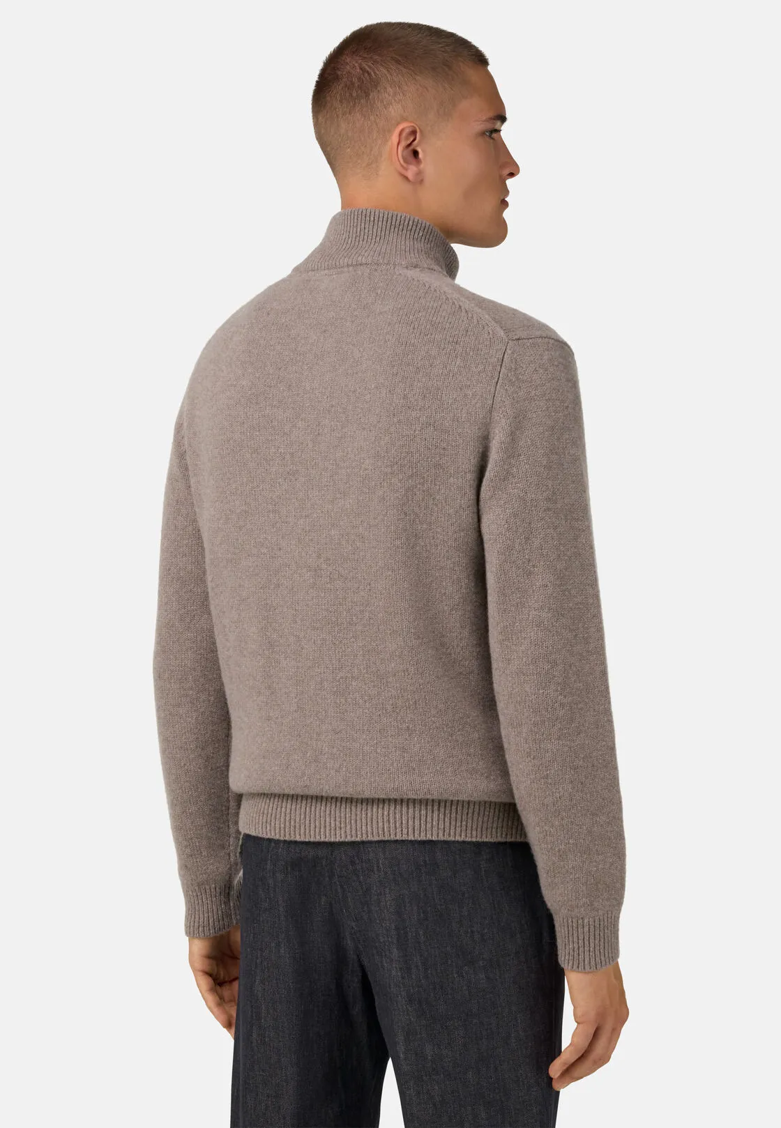 Boggi, Maglia Full Zip In Cashmere, Uomo, Taupe, Taglia: S - immagine 3
