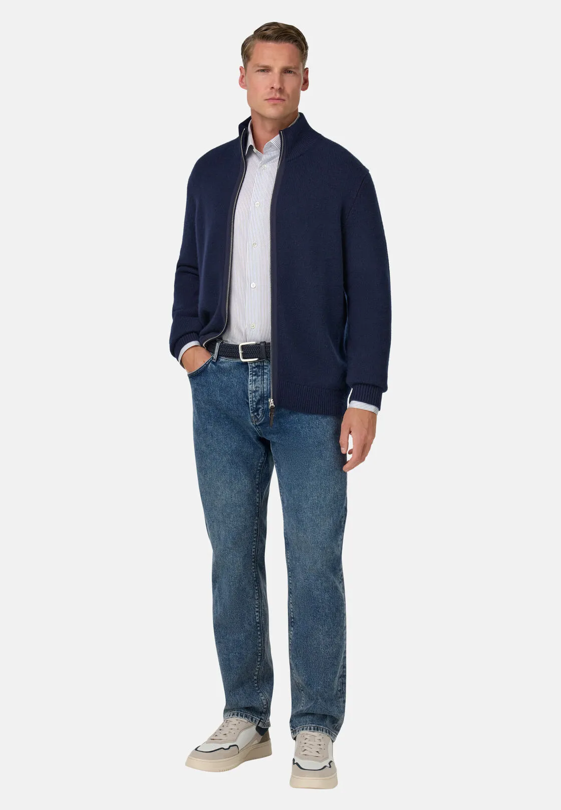 Boggi, Maglia Full Zip In Cashmere, Uomo, Navy, Taglia: L - immagine 2