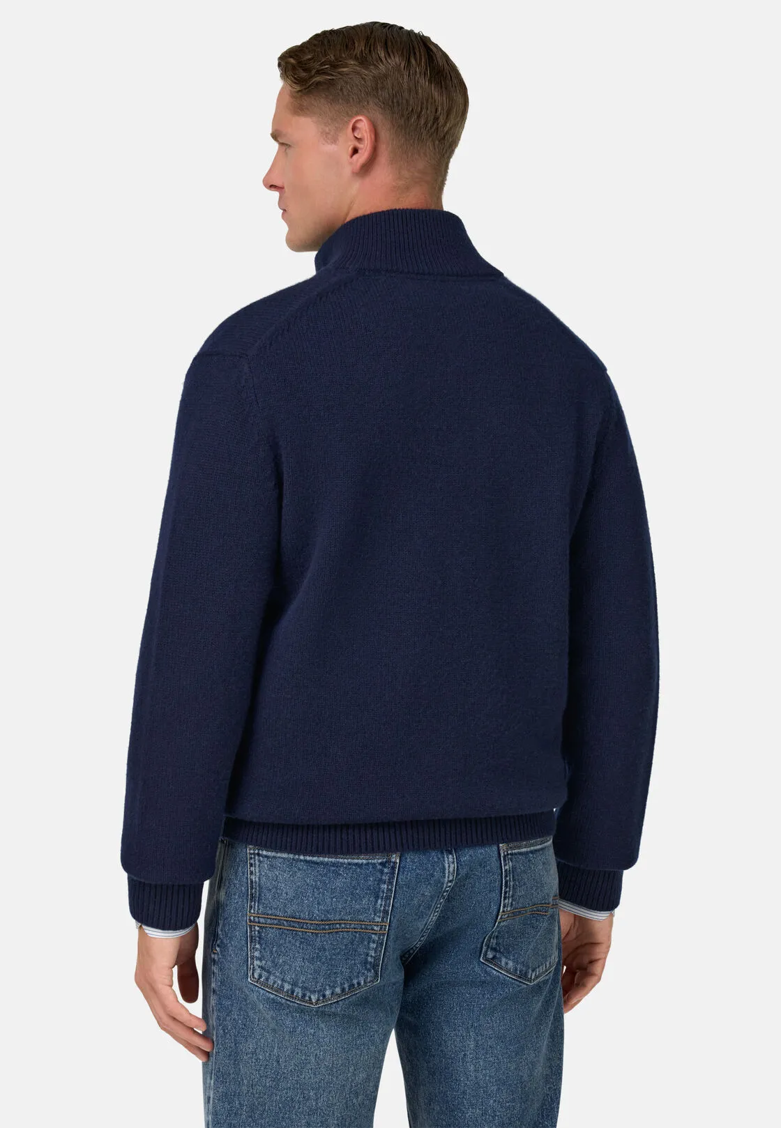 Boggi, Maglia Full Zip In Cashmere, Uomo, Navy, Taglia: L - immagine 3