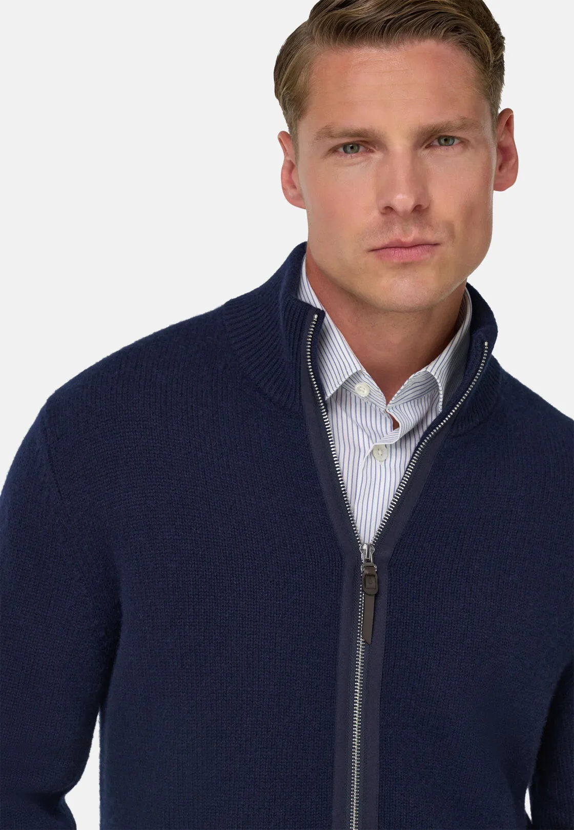 Boggi, Maglia Full Zip In Cashmere, Uomo, Navy, Taglia: L - immagine 4