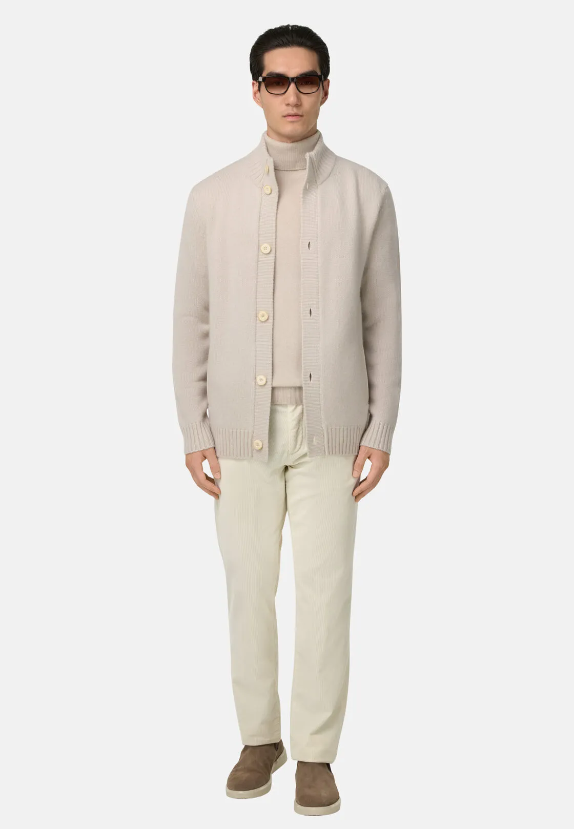 Boggi, Cardigan In Maglia In Cashmere, Uomo, Ghiaccio, Taglia: S - immagine 2