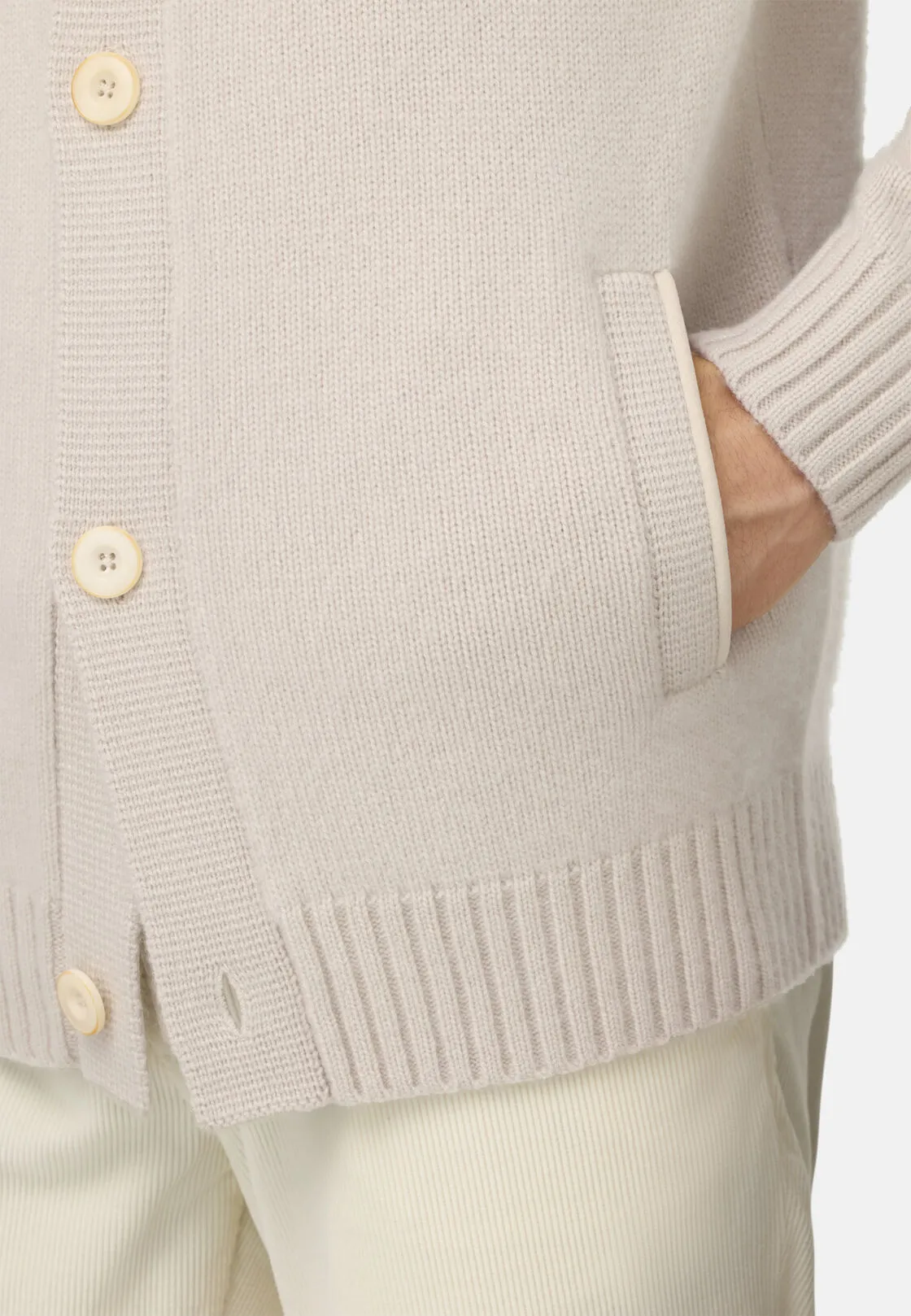 Boggi, Cardigan In Maglia In Cashmere, Uomo, Ghiaccio, Taglia: XL - immagine 4