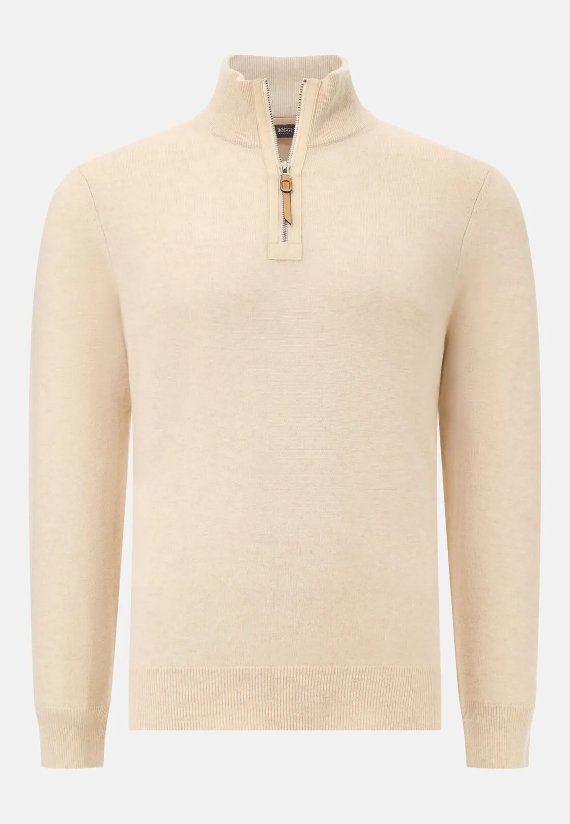 Boggi, Maglia Mezza Zip In Cashmere, Uomo, Sabbia, Taglia: L - immagine 5