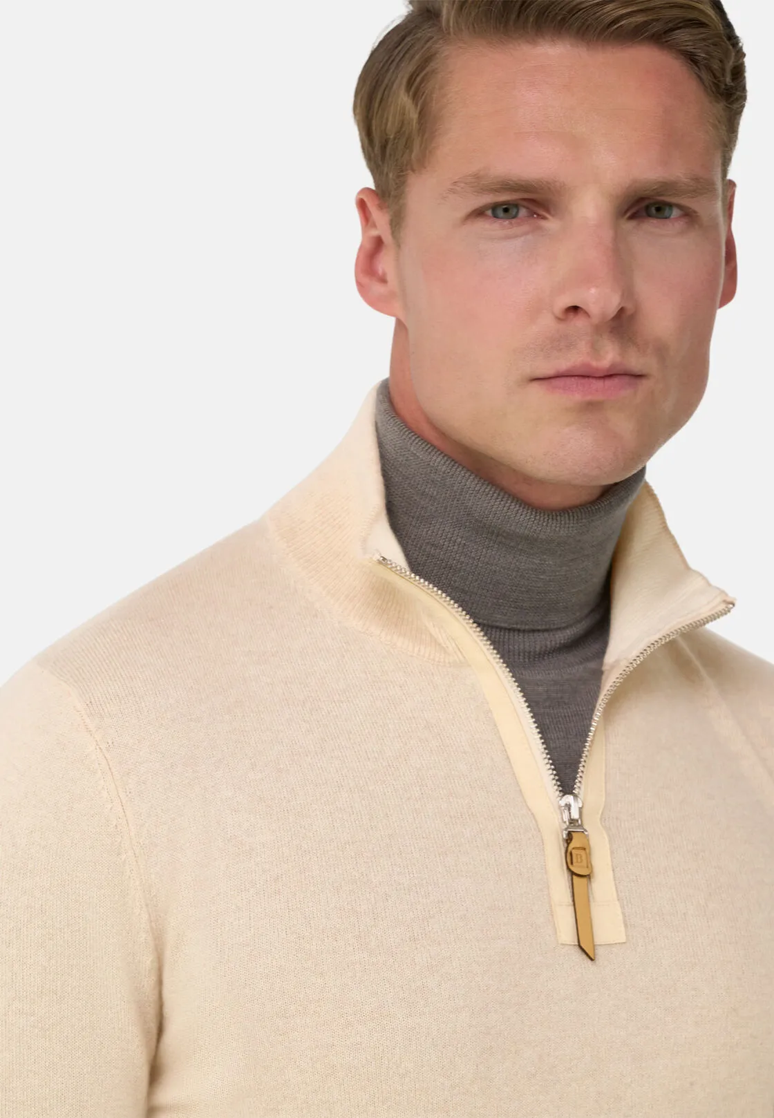 Boggi, Maglia Mezza Zip In Cashmere, Uomo, Sabbia, Taglia: M - immagine 4