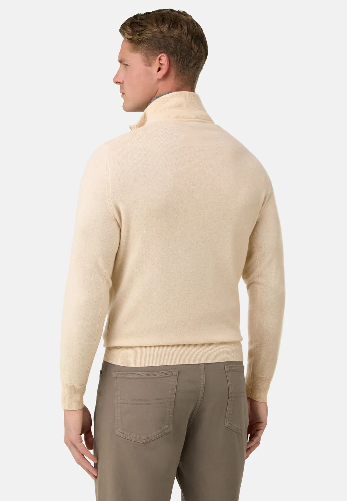 Boggi, Maglia Mezza Zip In Cashmere, Uomo, Sabbia, Taglia: S - immagine 3