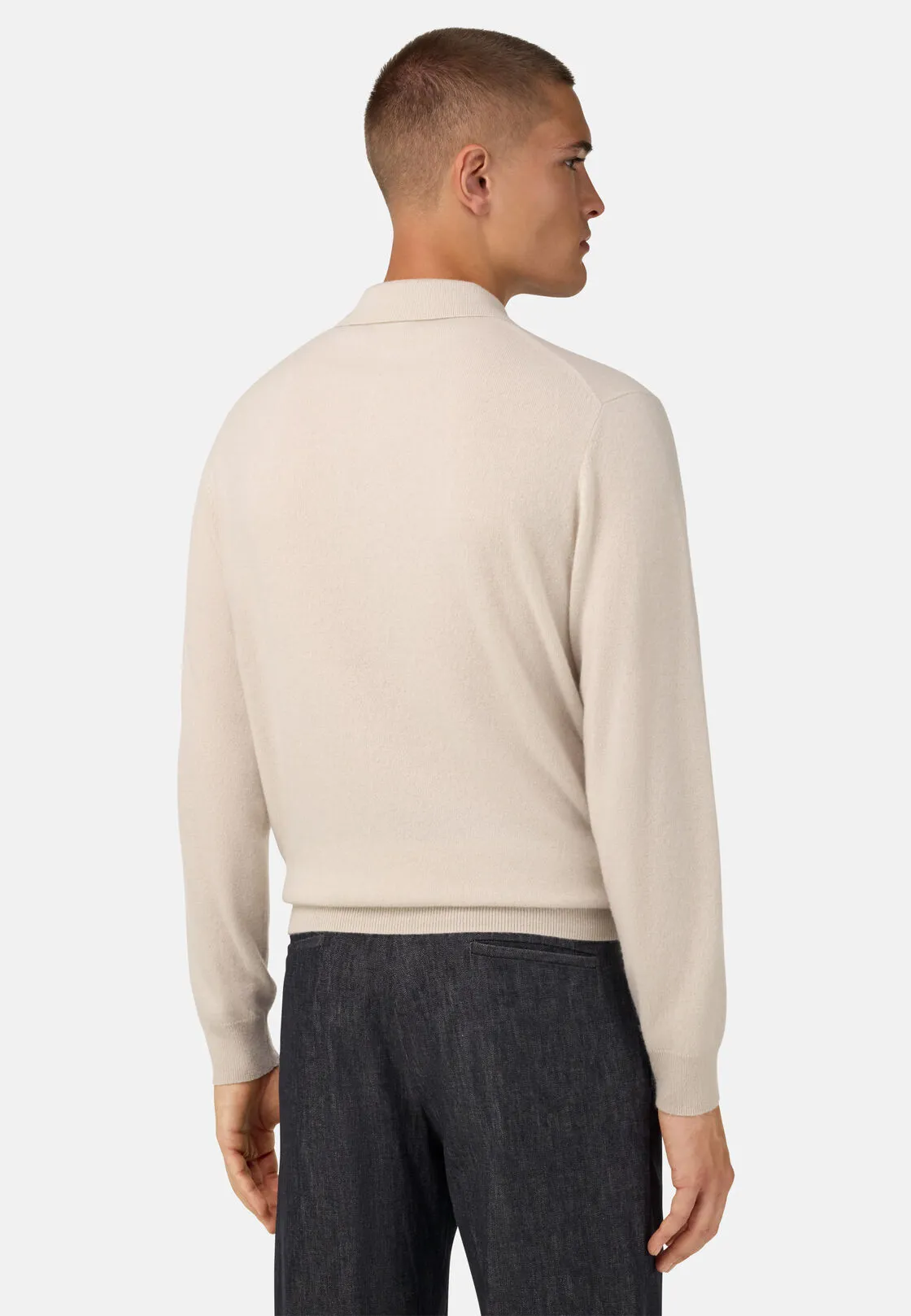 Boggi, Polo In Maglia In Cashmere, Uomo, Ghiaccio, Taglia: XL - immagine 3