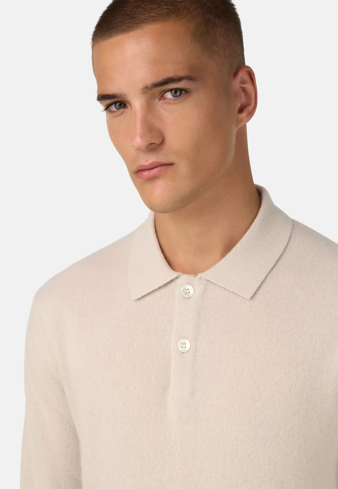 Boggi, Polo In Maglia In Cashmere, Uomo, Ghiaccio, Taglia: XL - immagine 4