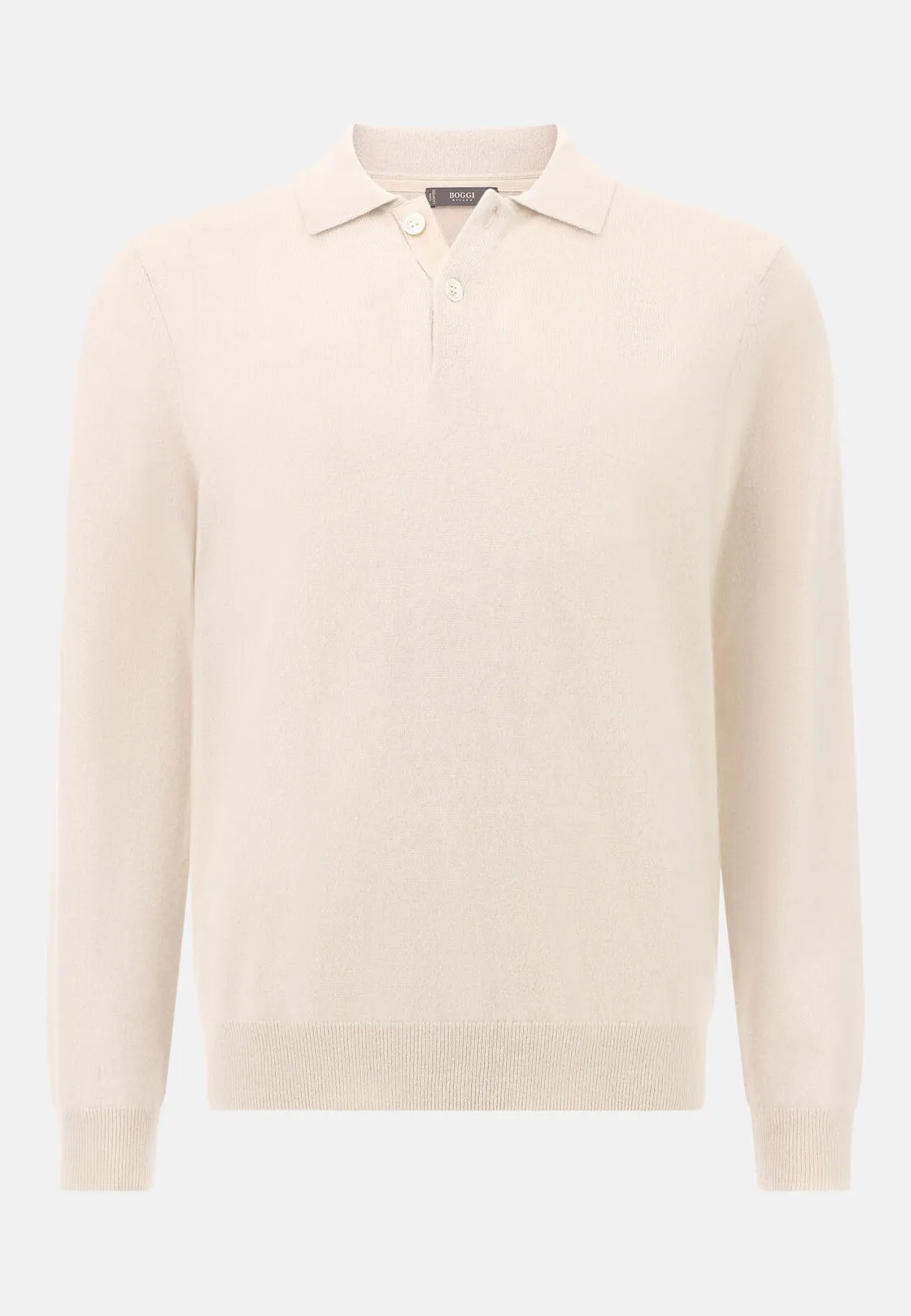 Boggi, Polo In Maglia In Cashmere, Uomo, Ghiaccio, Taglia: XL - immagine 5