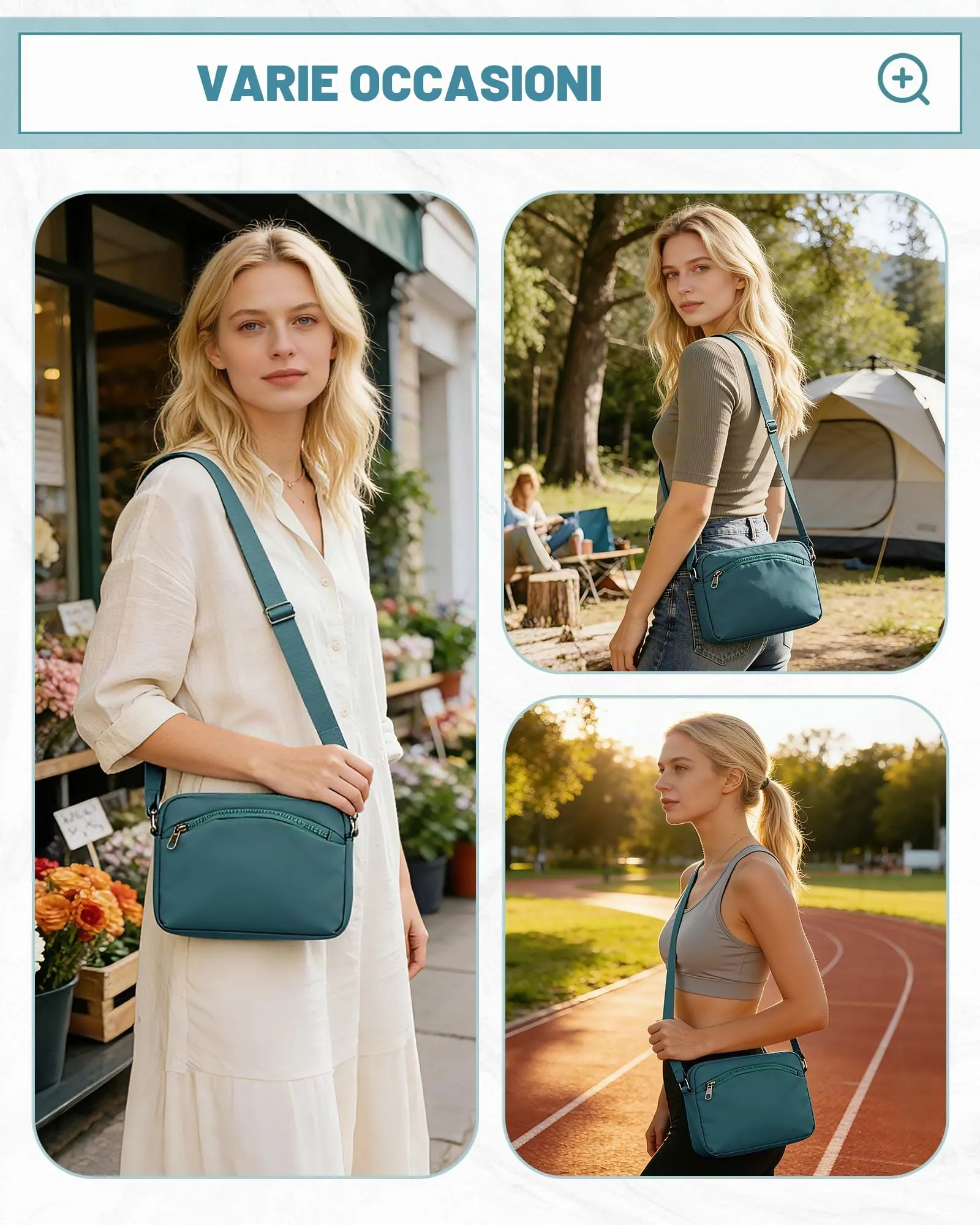 VENATIN Marsupio da donna alla moda, marsupio da donna, borsa ovale, borsa a tracolla, mini marsupio, per viaggi, escursioni e attività all'aperto, Pavo blu - immagine 2