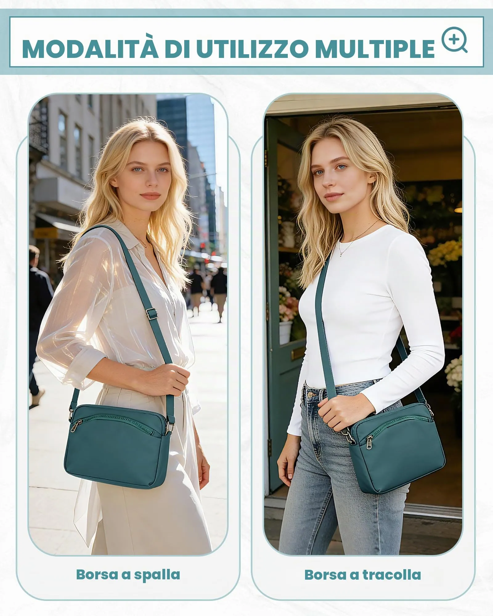 VENATIN Marsupio da donna alla moda, marsupio da donna, borsa ovale, borsa a tracolla, mini marsupio, per viaggi, escursioni e attività all'aperto, Pavo blu - immagine 3