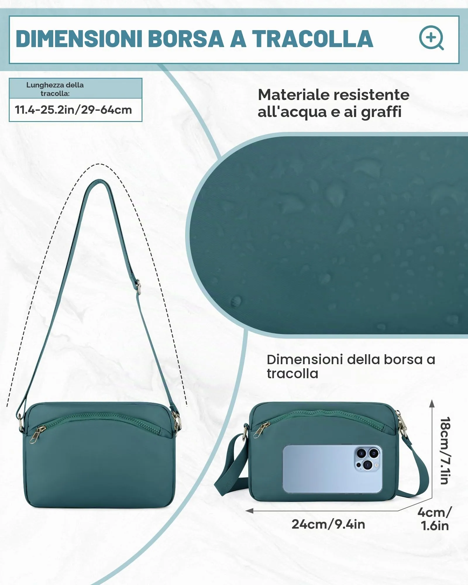 VENATIN Marsupio da donna alla moda, marsupio da donna, borsa ovale, borsa a tracolla, mini marsupio, per viaggi, escursioni e attività all'aperto, Pavo blu - immagine 5