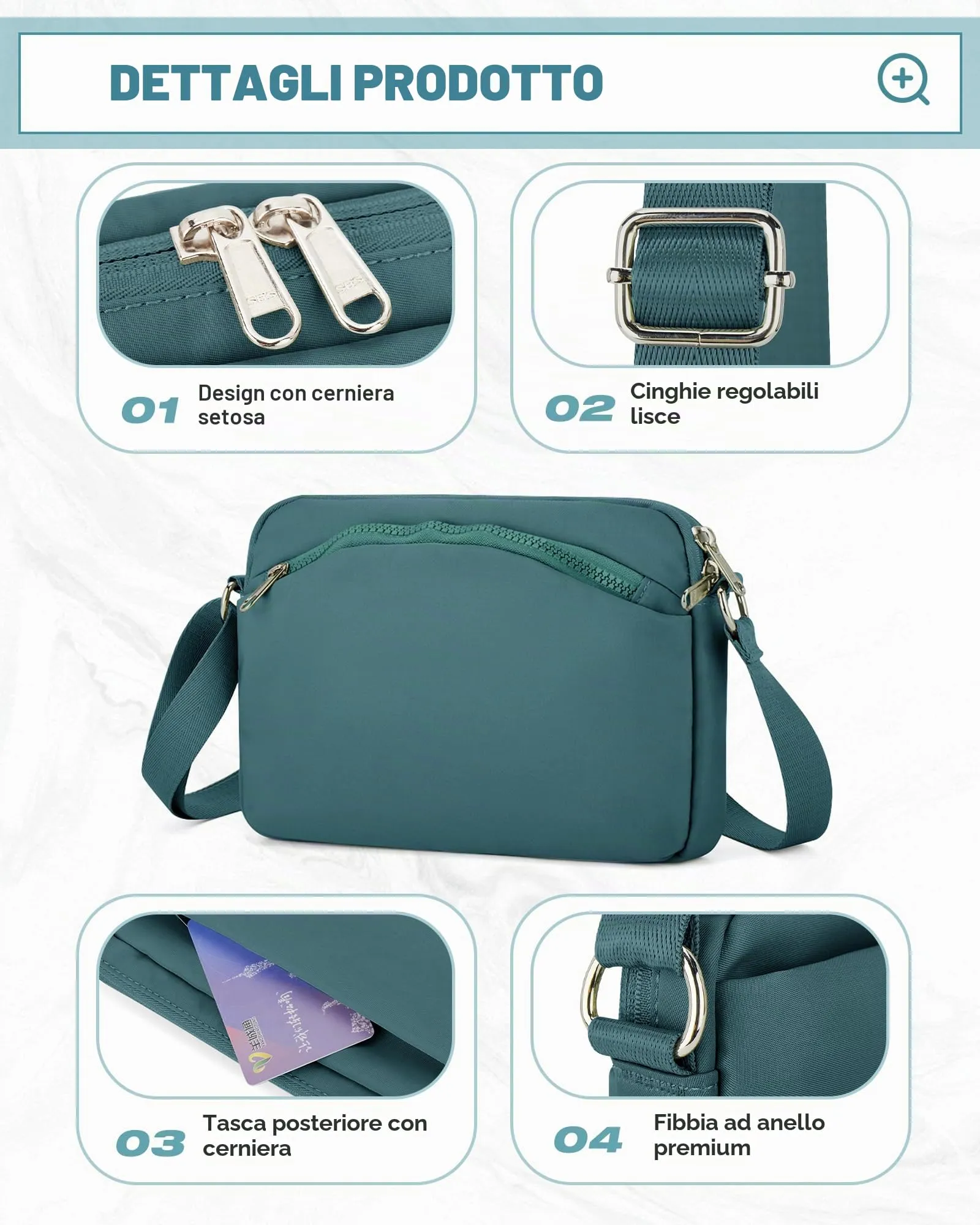 VENATIN Marsupio da donna alla moda, marsupio da donna, borsa ovale, borsa a tracolla, mini marsupio, per viaggi, escursioni e attività all'aperto, Pavo blu - immagine 6