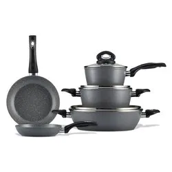 Batteria pentole Alluminio antiaderente ( 8 pz) BROOKLYN TASTE Grey AP000289 - immagine 1