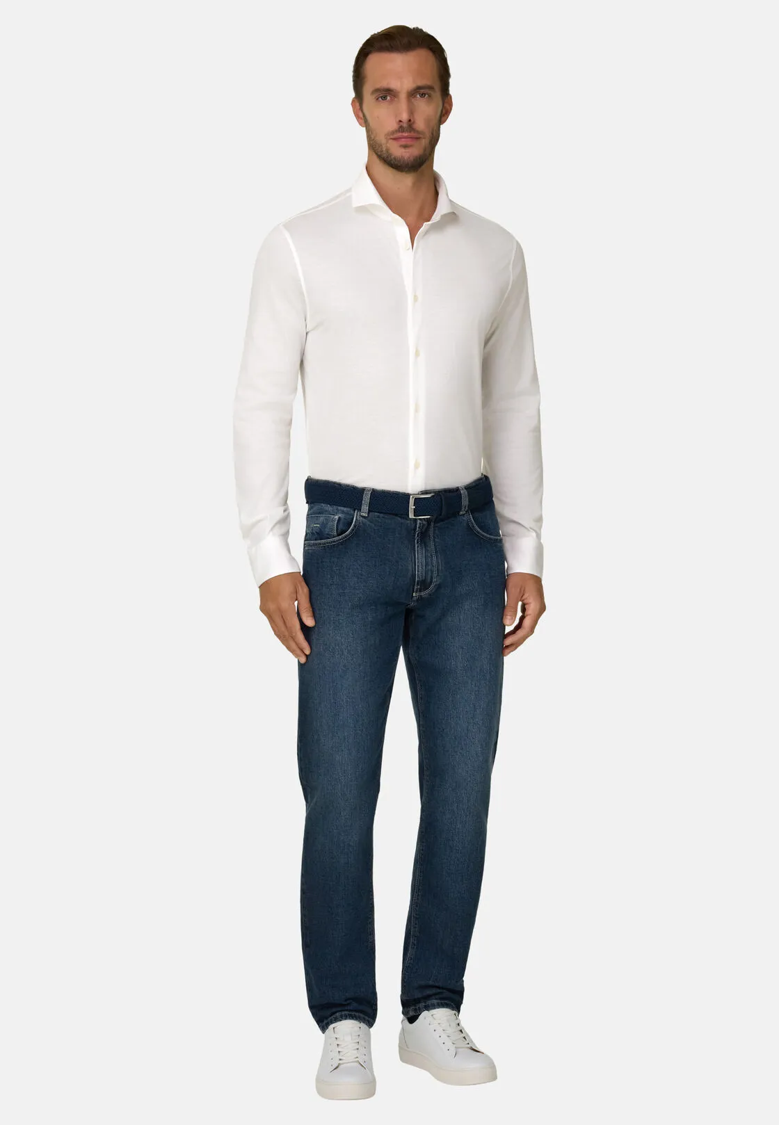 Boggi, Polo Camicia In Piquè Filo Di Scozia Slim Fit, Uomo, Bianco, Taglia: S - immagine 2