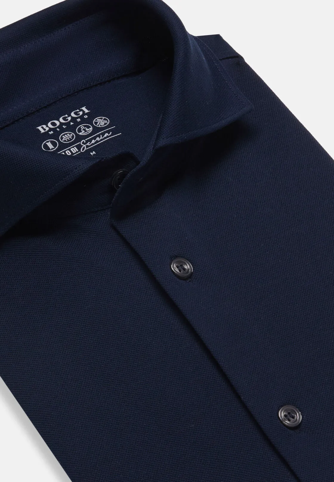 Boggi, Polo Camicia In Piquè Filo Di Scozia Slim Fit, Uomo, Navy, Taglia: L - immagine 5