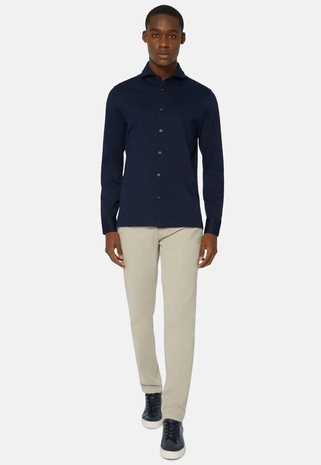 Boggi, Polo Camicia In Piquè Filo Di Scozia Slim Fit, Uomo, Navy, Taglia: M - immagine 2
