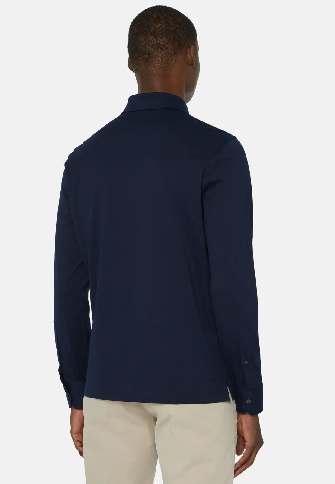 Boggi, Polo Camicia In Piquè Filo Di Scozia Slim Fit, Uomo, Navy, Taglia: M - immagine 3