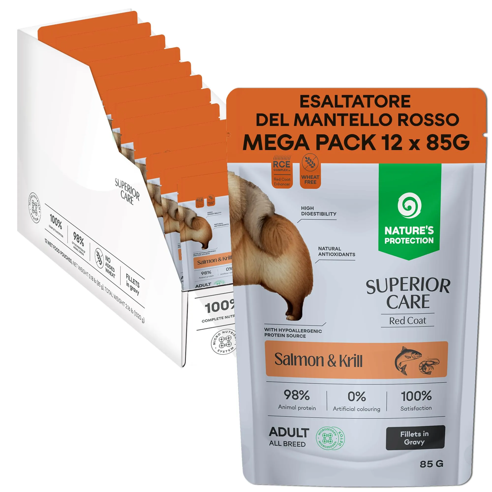 Nature's Protection Superior Care Umido cani manto rosso, Salmone 12 x 85 g - immagine 1