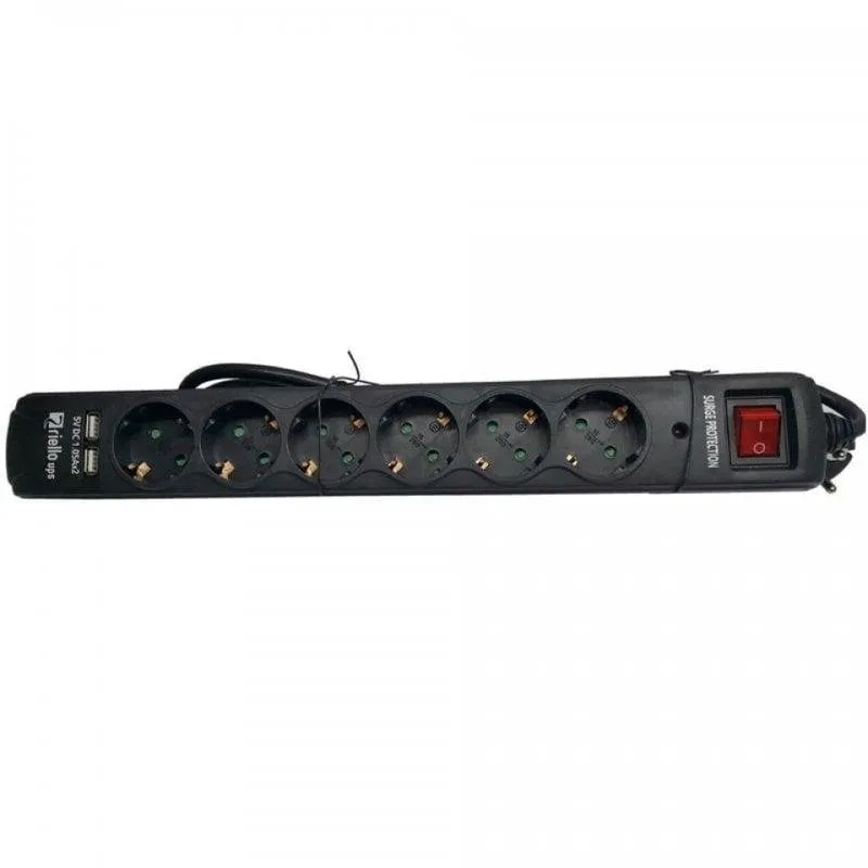 Multipresa Riello Thunder 6002 6 prese Schuko 2 USB-A interruttore LED 1,5 m - immagine 1