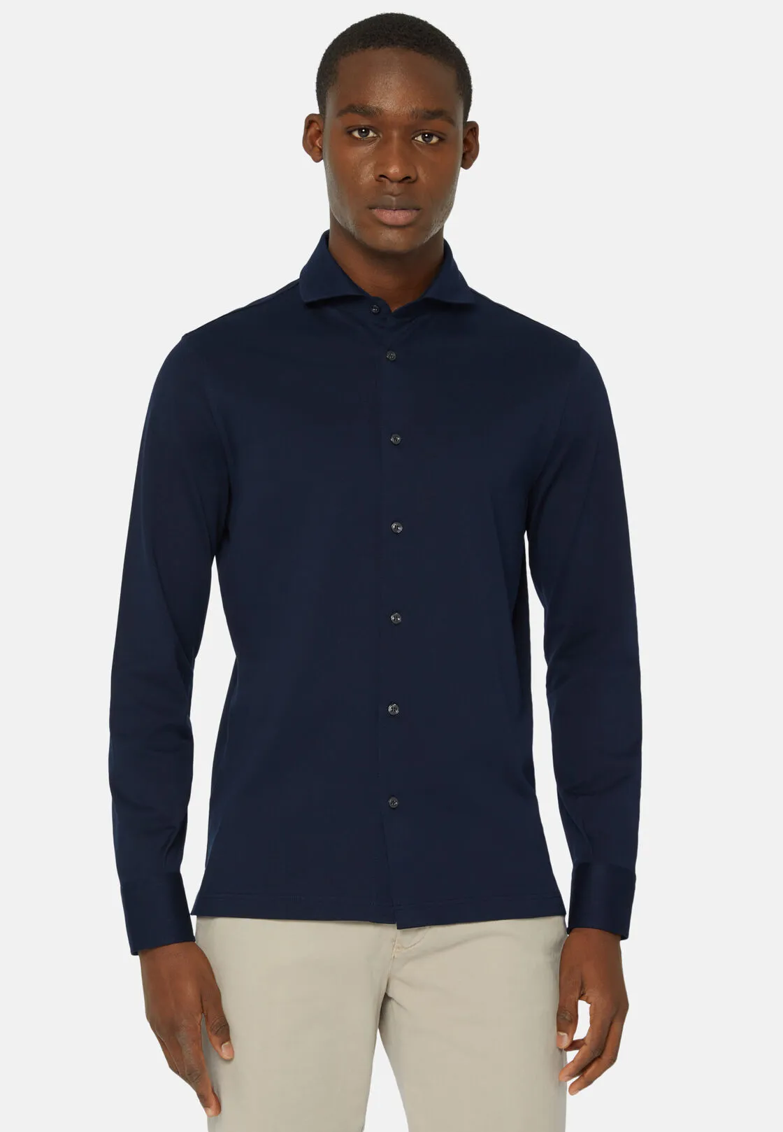 Boggi, Polo Camicia In Piquè Filo Di Scozia Slim Fit, Uomo, Navy, Taglia: XXL - immagine 1