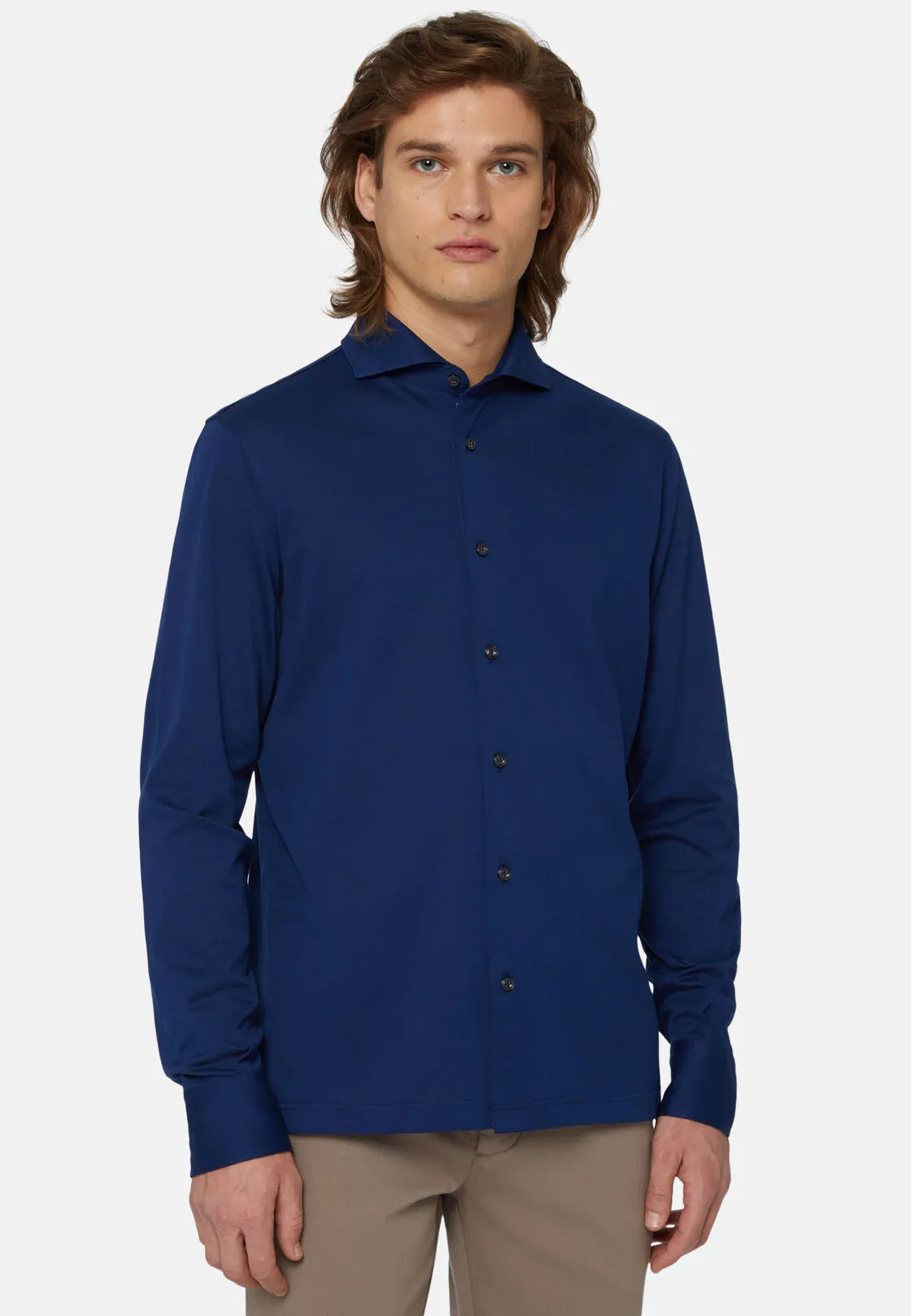 Boggi, Polo Camicia In Piquè Filo Di Scozia Slim Fit, Uomo, Royal, Taglia: XS - immagine 1
