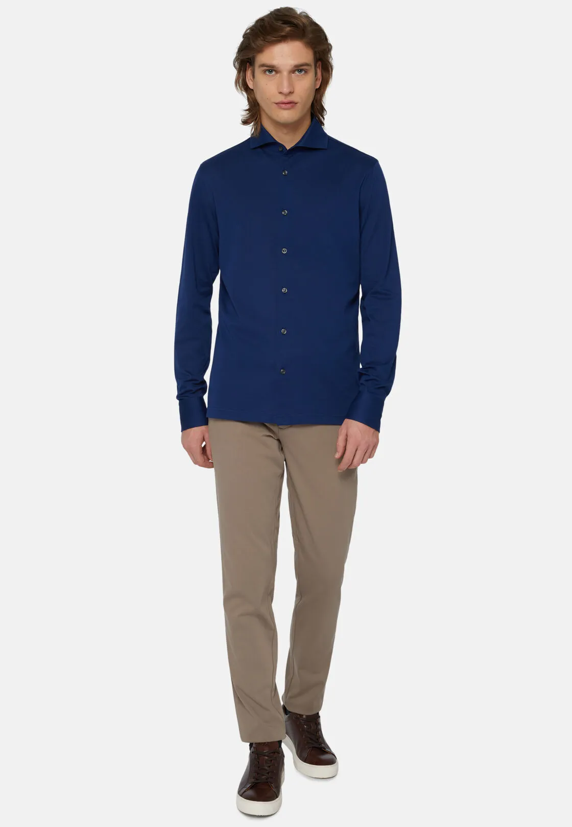 Boggi, Polo Camicia In Piquè Filo Di Scozia Slim Fit, Uomo, Royal, Taglia: XXL - immagine 2