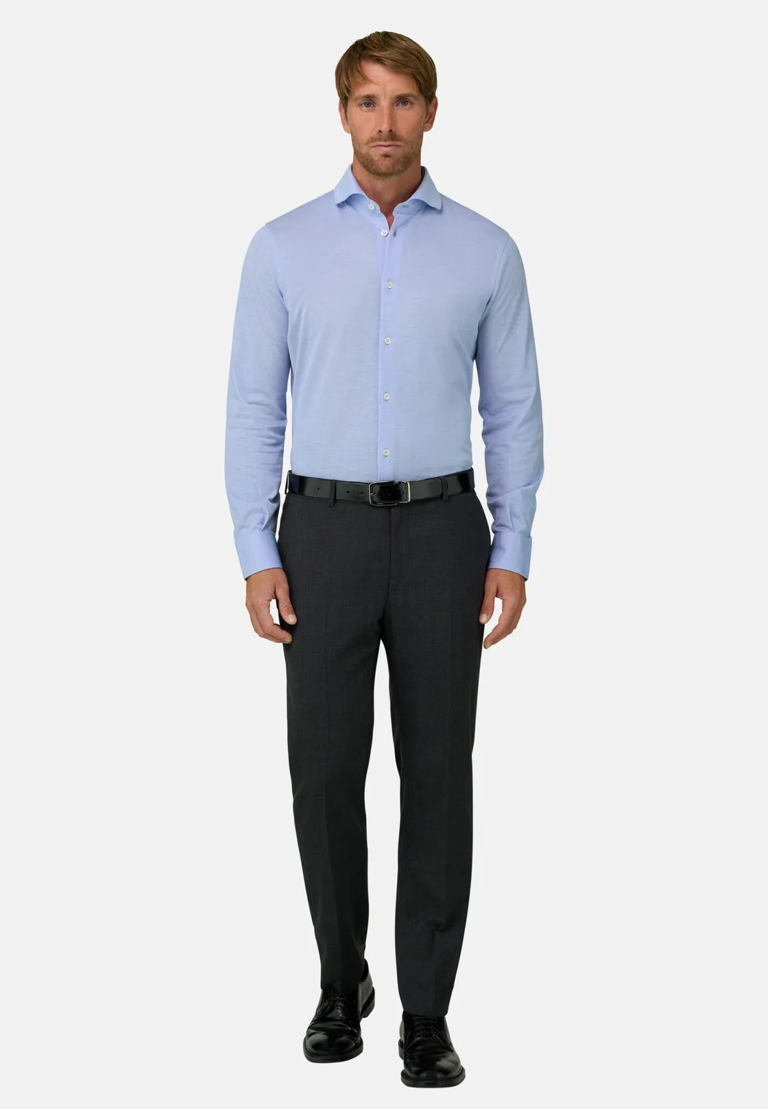 Boggi, Polo Camicia In Piquè Filo Di Scozia Slim Fit, Uomo, Azzurro, Taglia: L - immagine 2