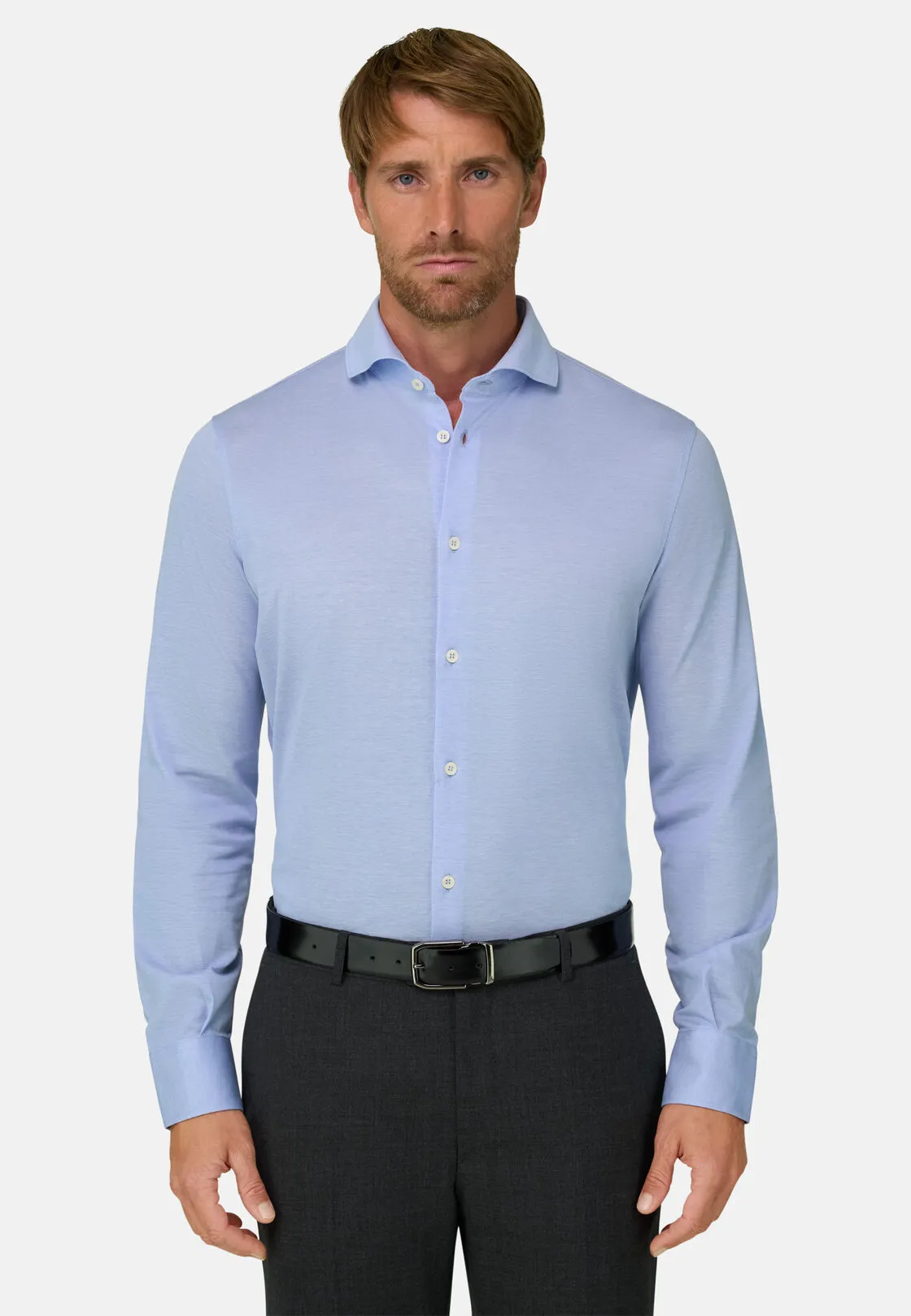 Boggi, Polo Camicia In Piquè Filo Di Scozia Slim Fit, Uomo, Azzurro, Taglia: XS - immagine 1