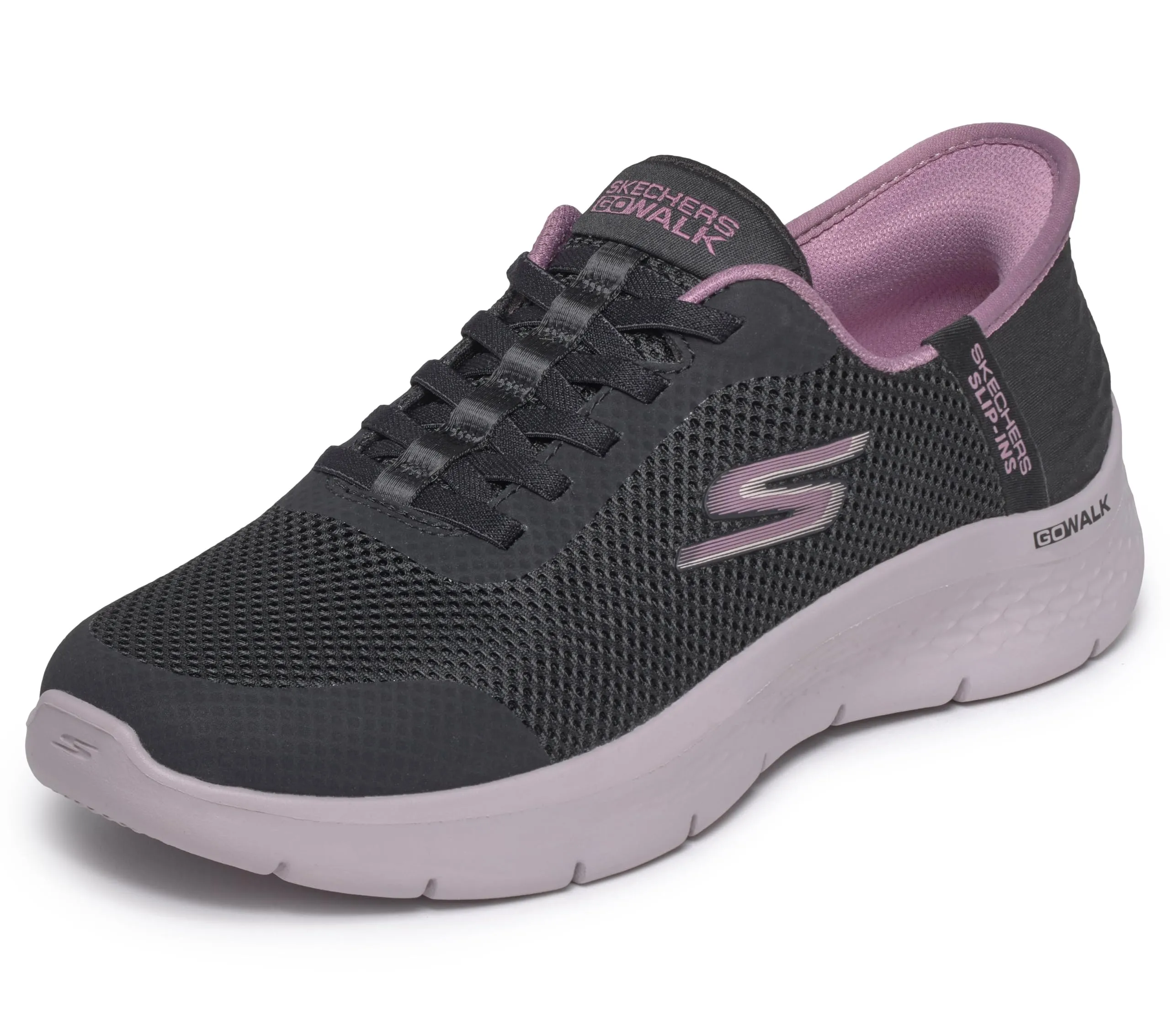 Skechers Donna Go Walk Flex Grand Entry Trainers, Black/Mauve, 42 EU - immagine 1