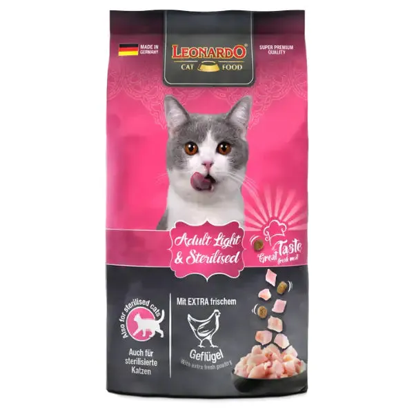 Leonardo Cat food Adult Light & Sterilised ricco di Pollame 7,5 kg - Croccantini per gatti - immagine 1