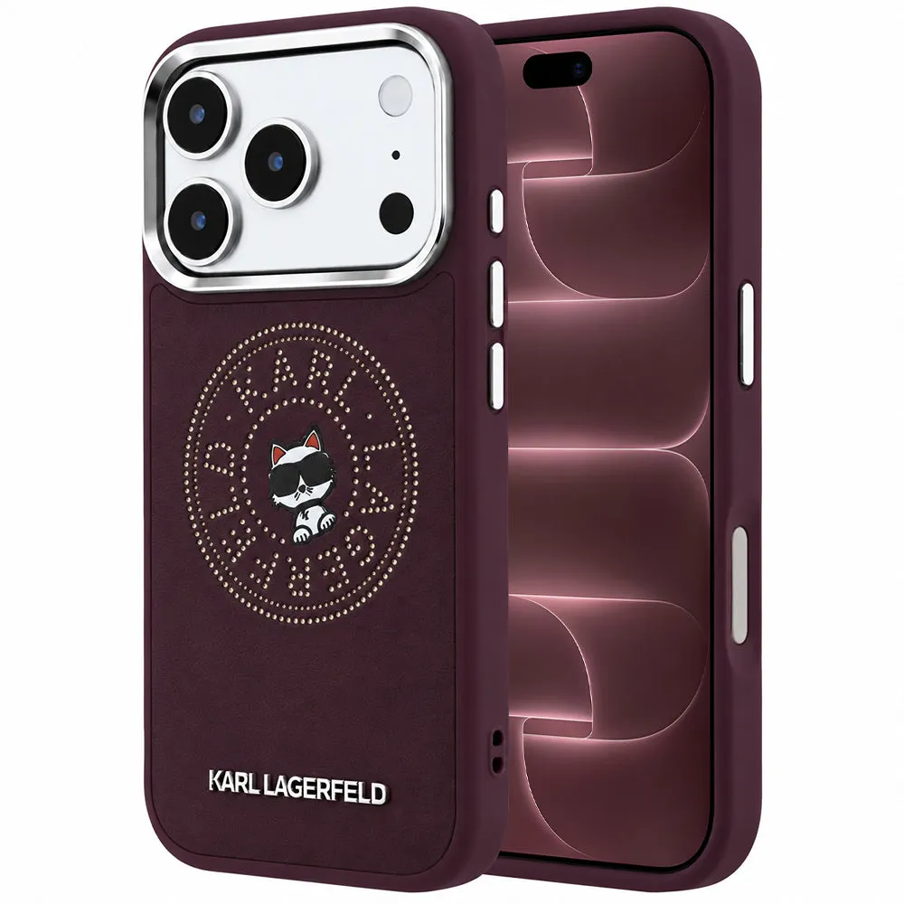 Custodia MagSafe per Apple iPhone 18 Pro Max / 17 Pro Max, Karl Lagerfeld, Point and Choupette Sketch, Vinaccia - immagine 1
