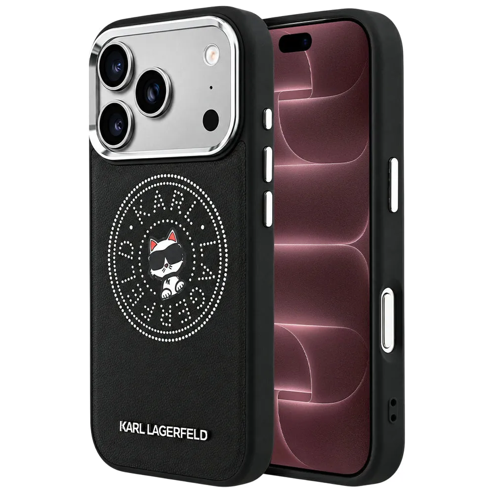 Custodia MagSafe per Apple iPhone 18 Pro Max / 17 Pro Max, Karl Lagerfeld, Point and Choupette Sketch, Nera - immagine 1