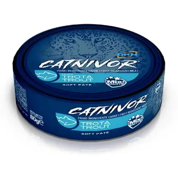 DRN Catnivor Adult Soft Patè 80 gr Trota - confezione da 24 pezzi - Cibo umido per gatti - immagine 1