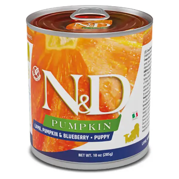 Farmina N&D Pumpkin Canine Puppy Umido Grain Free 285 gr Agnello e Mirtilli - confezione da 6 pezzi - Cibo umido per cani - immagine 1
