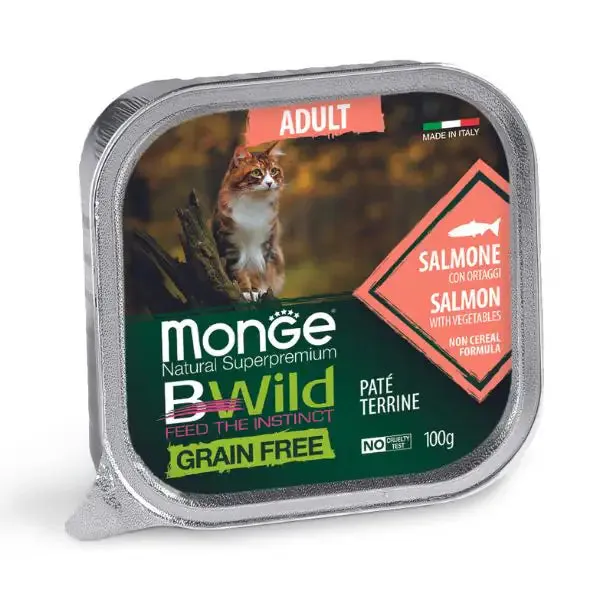Monge Natural Super Premium Bwild Grain Free Cat 100 gr Salmone - confezione da 6 pezzi - Cibo umido per gatti - immagine 1
