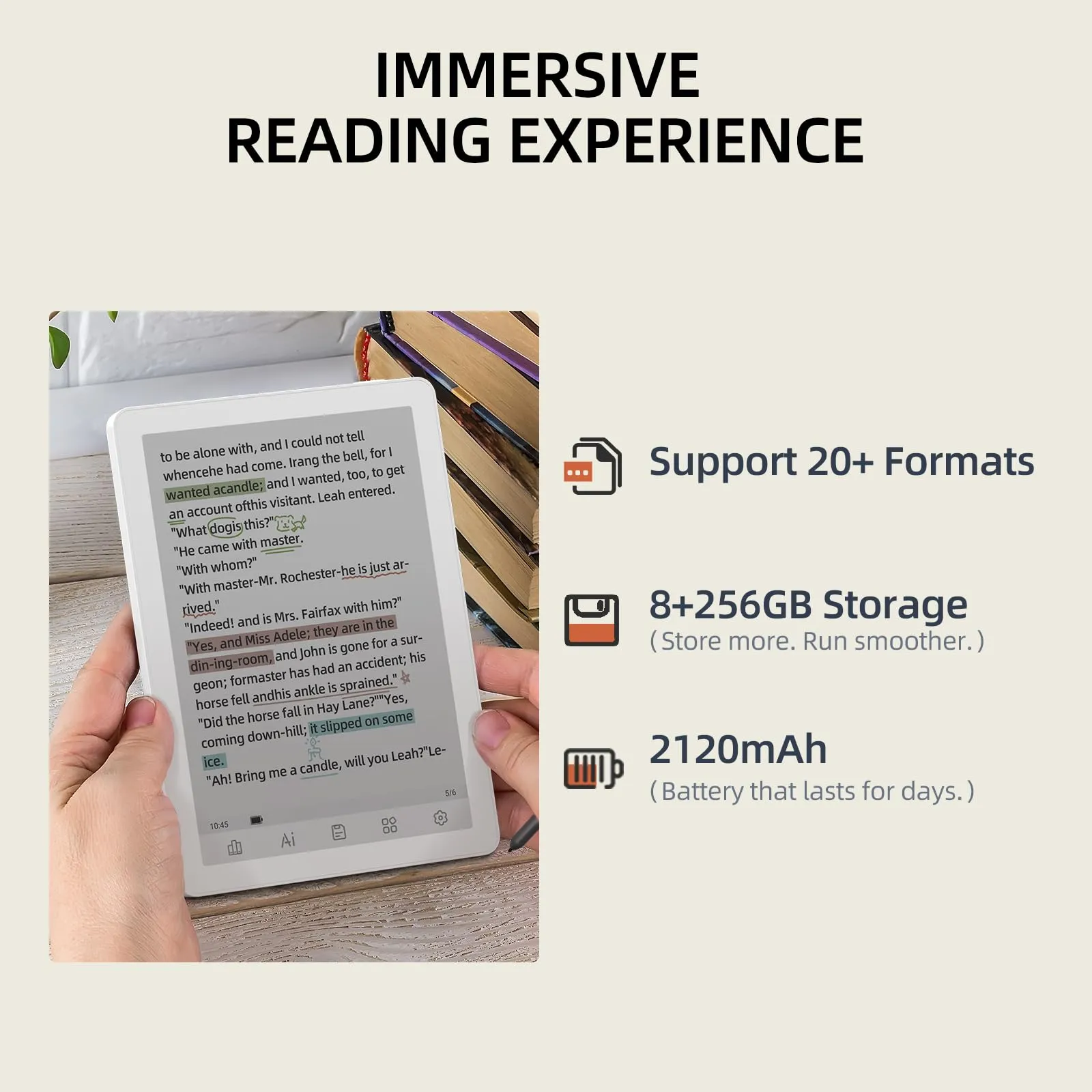 Bigme B6 Pro Color Lettore E-Book, Lettore E-Book a 6 Pollici con E-Ink, 8GB+256GB, Supporto alla Scrittura a Mano, Tablet con E-Paper con Android 14, Lettore E-Book Android con 75 FPS - immagine 4