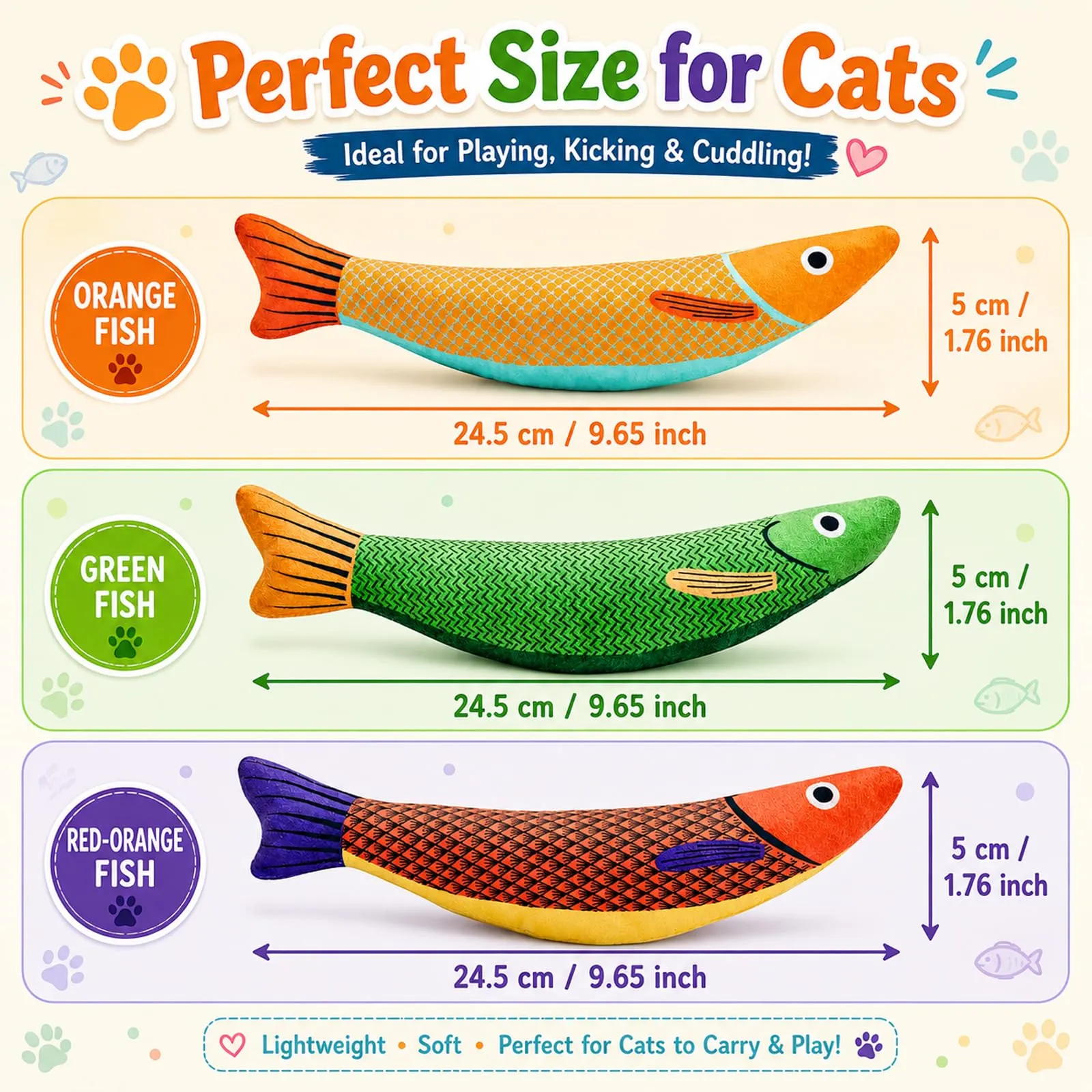 3 Pezzi Giocattolo per Gatti, Pesce Sanma Giocattolo con Erba Gatta - immagine 2