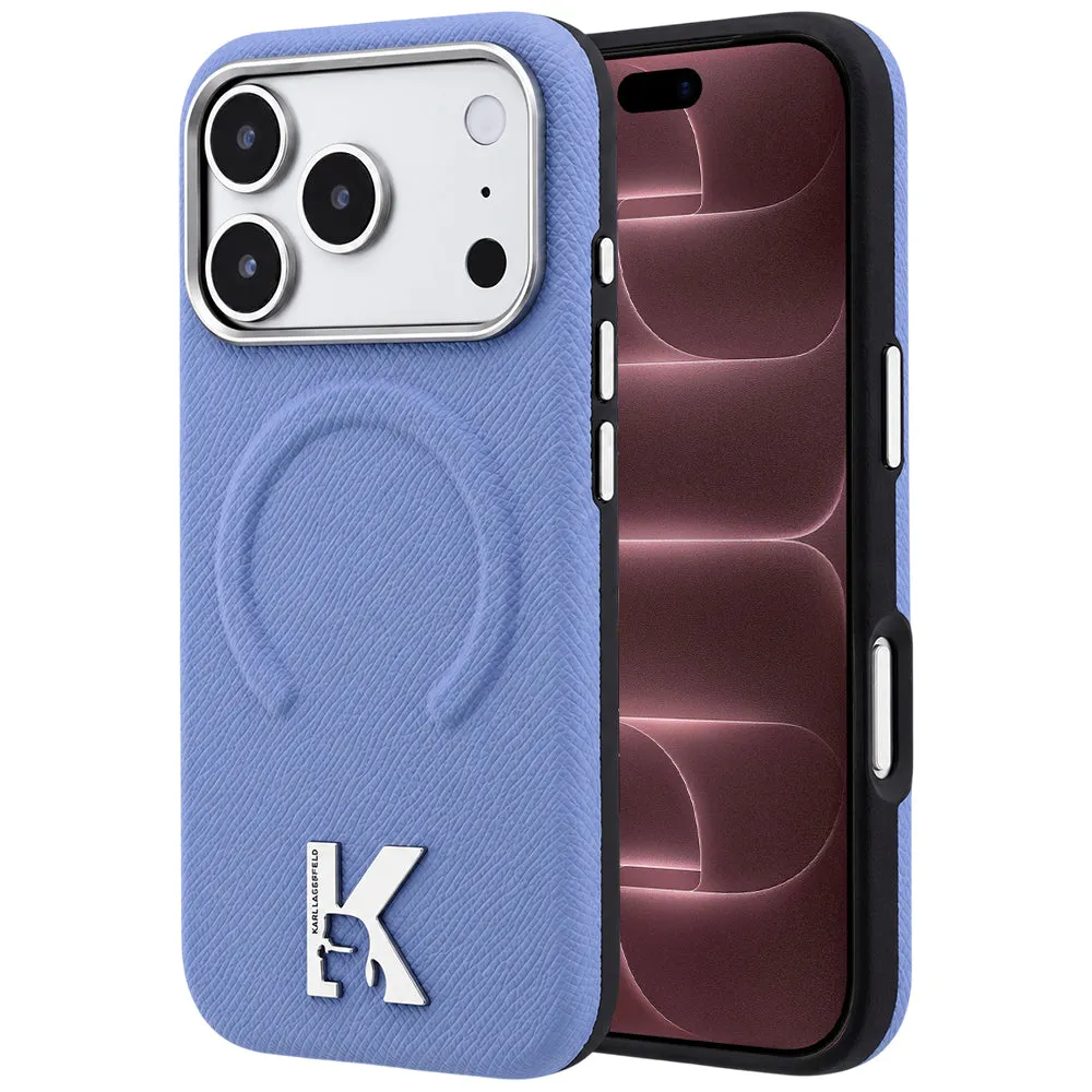 Custodia MagSafe per Apple iPhone 18 Pro Max / 17 Pro Max, Karl Lagerfeld, Grained Embossed Ring, Blu - immagine 1