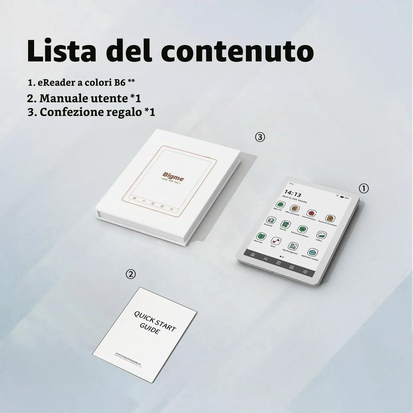 Bigme B6 Tablet E-Paper a colori da 6 pollici Android 14 Reader con 4 GB + 64 GB di memoria (bianco) - immagine 9