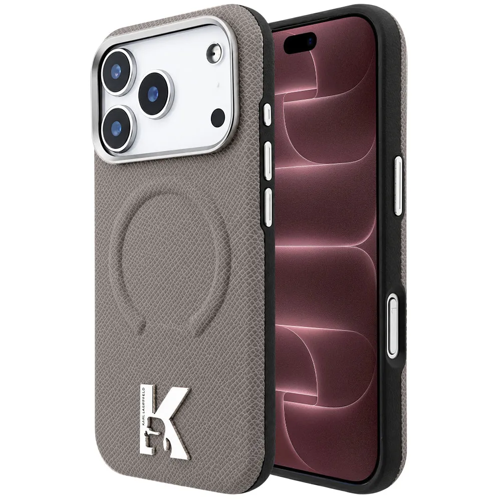 Custodia MagSafe per Apple iPhone 18 Pro Max / 17 Pro Max, Karl Lagerfeld, Grained Embossed Ring, Beige - immagine 1
