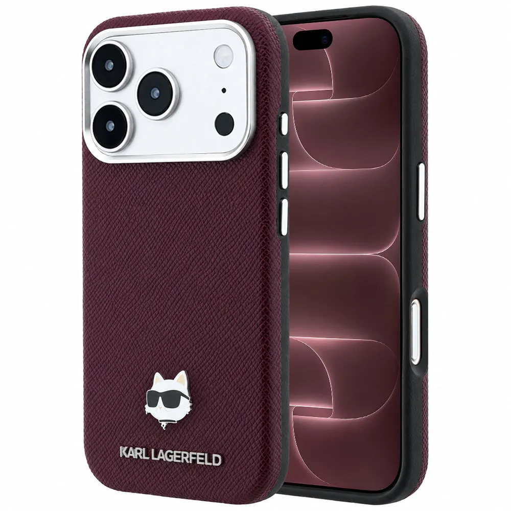 Custodia MagSafe per Apple iPhone 18 Pro Max / 17 Pro Max, Karl Lagerfeld, Grained Choupette Head, Vinaccia - immagine 1
