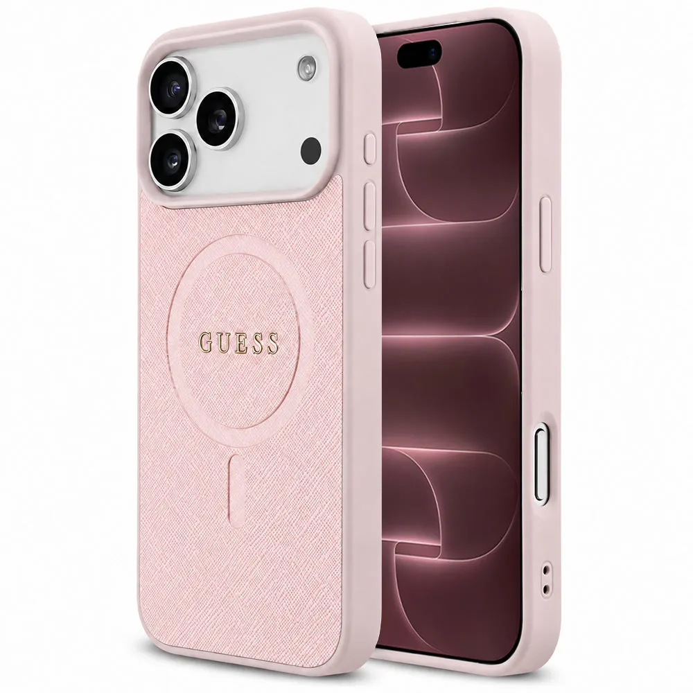 Custodia MagSafe per Apple iPhone 18 Pro Max / 17 Pro Max, Guess, Saffiano, Rosa - immagine 1