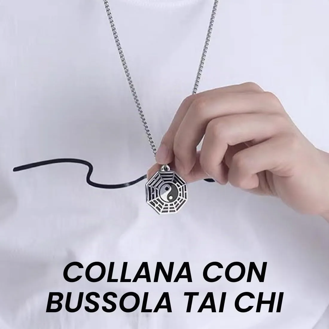 ZUWIJEQ 2 Pcs Ciondolo Uomo, Collana Da Uomo In Acciaio Inossidabile, Collana Coppia, Collana Amicizia Per 2, Ciondolo Tai Chi Collana Per Uomo Donna Catena Yin Yang Di Catena, Ciondolo Hip-Hop - immagine 4