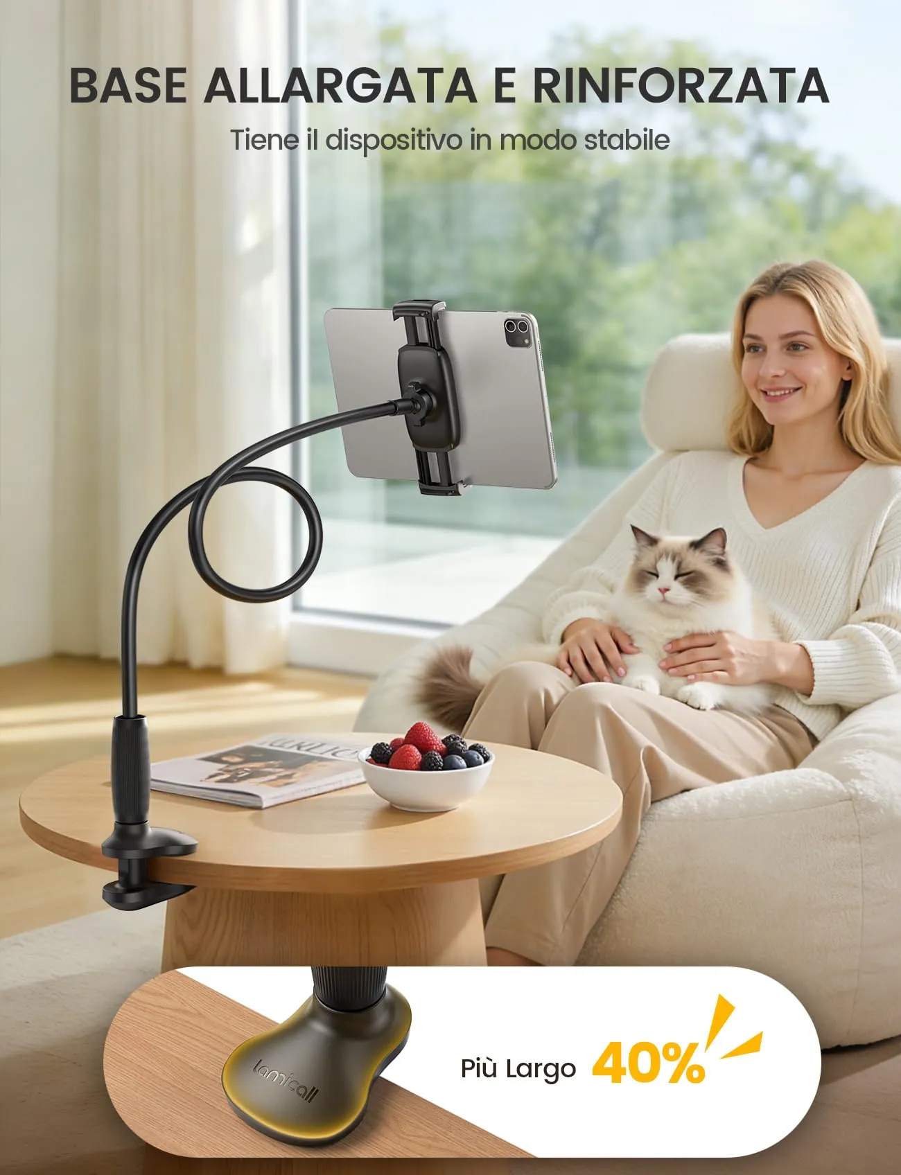 Lamicall Supporto Tablet con Collo di Cigno - [360° Rotazione] - immagine 4