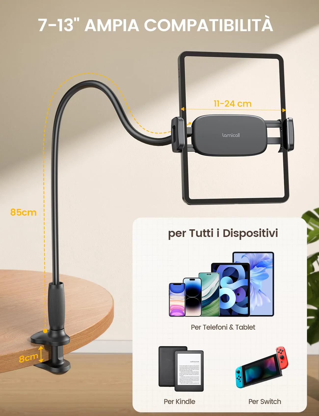 Lamicall Supporto Tablet con Collo di Cigno - [360° Rotazione] - immagine 6