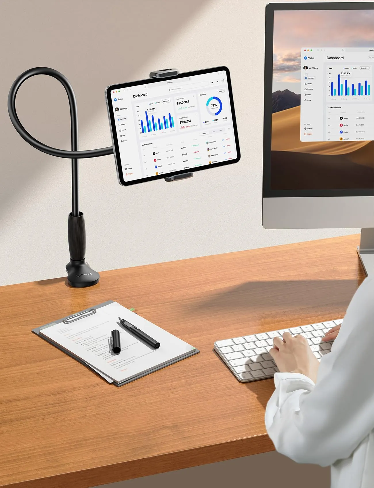 Lamicall Supporto Tablet con Collo di Cigno - [360° Rotazione] - immagine 7