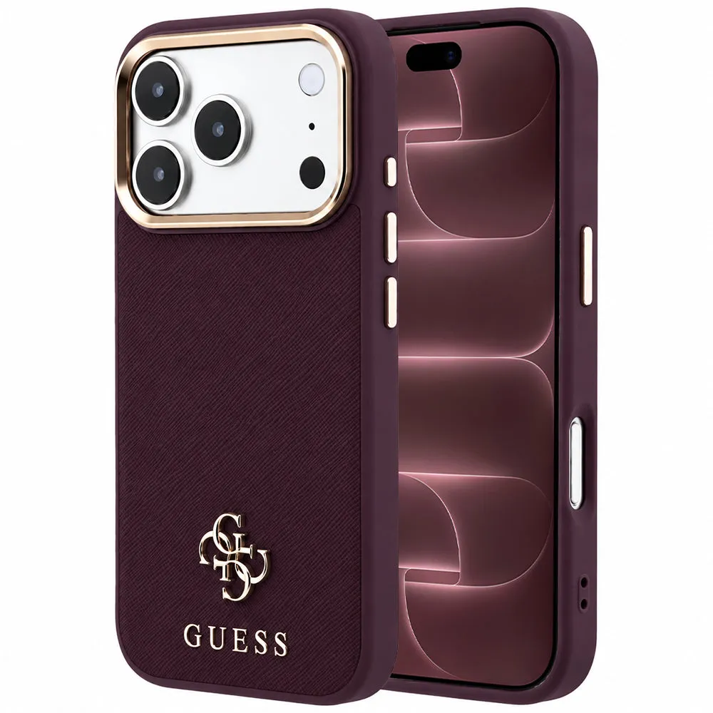 Custodia MagSafe per Apple iPhone 18 Pro Max / 17 Pro Max, Guess, Saffiano Small 4G Classic, Vinaccia - immagine 1