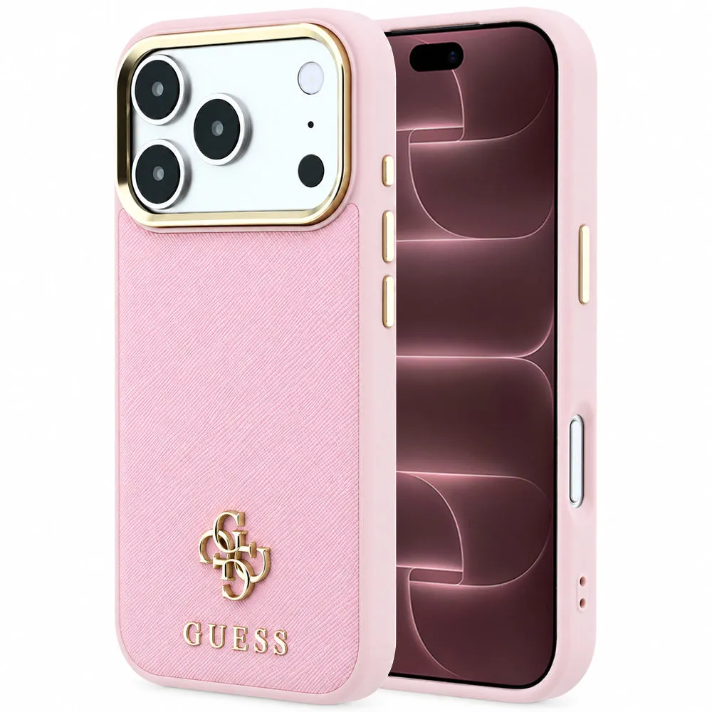 Custodia MagSafe per Apple iPhone 18 Pro Max / 17 Pro Max, Guess, Saffiano Small 4G Classic, Rosa - immagine 1