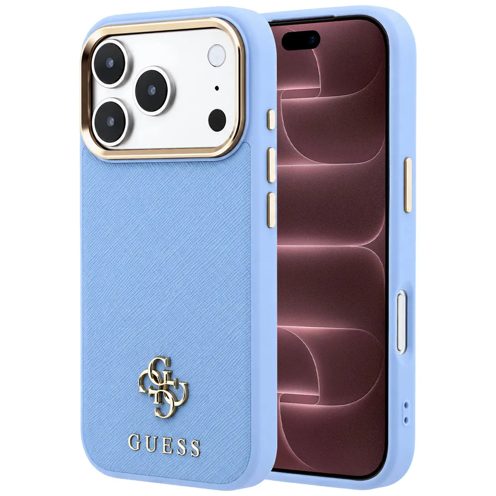 Custodia MagSafe per Apple iPhone 18 Pro Max / 17 Pro Max, Guess, Saffiano Small 4G Classic, Blu - immagine 1