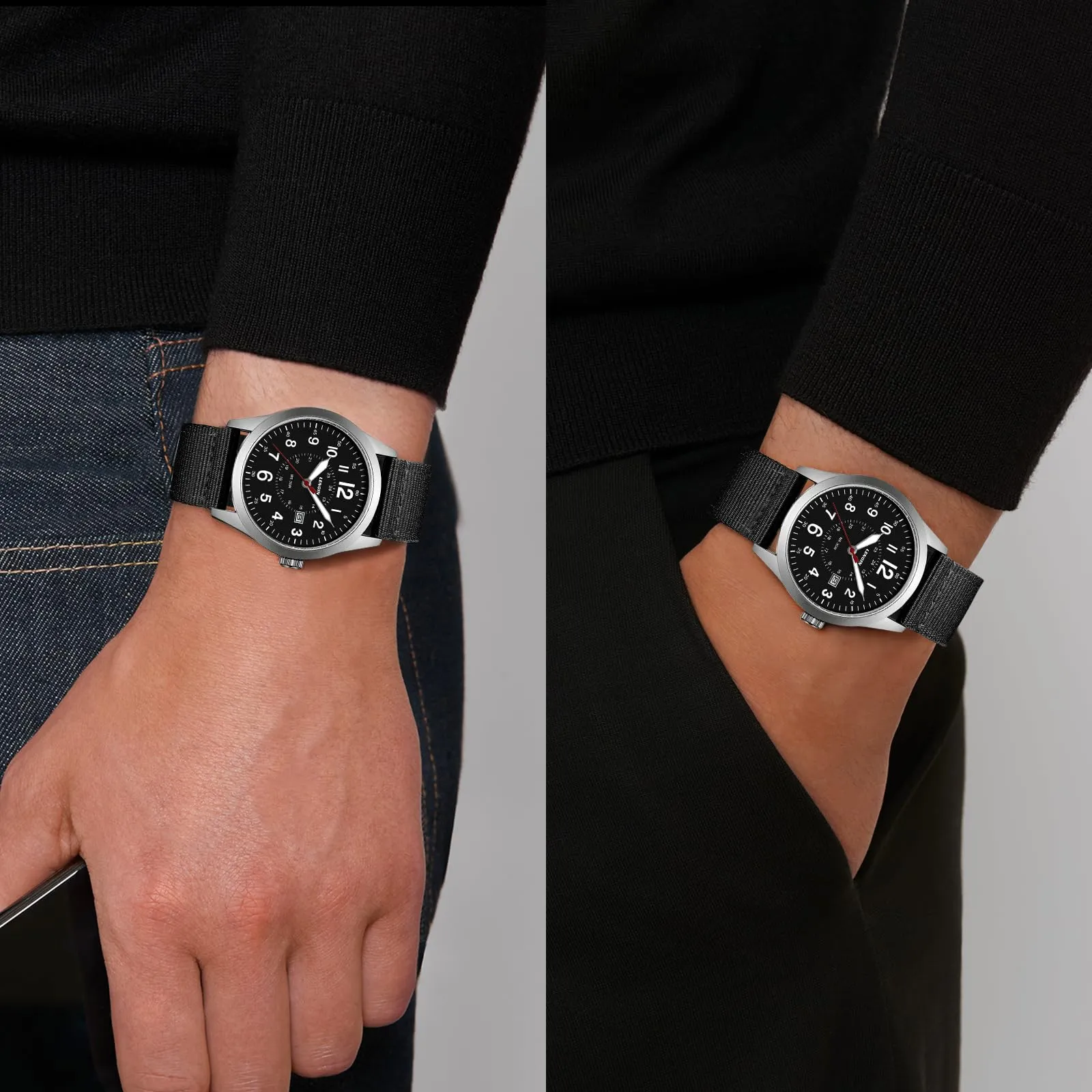 LN LENQIN Orologio Uomo Militare Analogico Quarzo Impermeabile - immagine 6